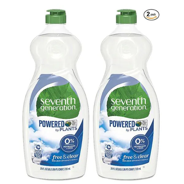 Seventh Generation Dish Liquid Soap, Free & Clear, 25 oz- 2 Packet