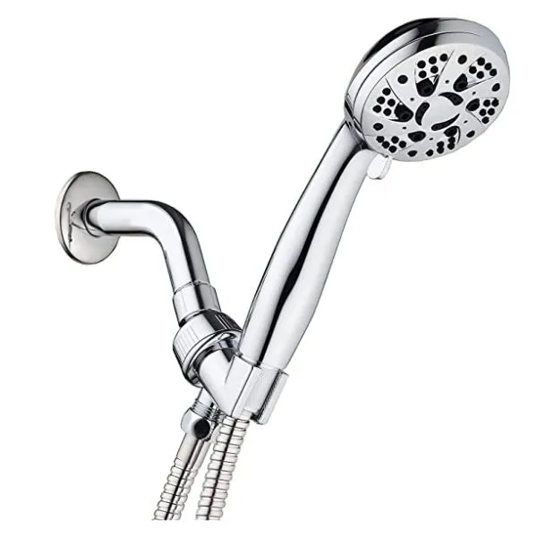 AquaDance High Pressure 6-Setting 3.5″ Chrome Face Handheld Shower with Hose for the Ultimate Shower Experience!