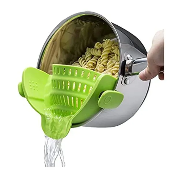 Kitchen Gizmo Snap N Strain Pot Strainer and Pasta Strainer – Adjustable Silicone Clip On Strainer for Pots, Pans, and Bowls – Lime Green