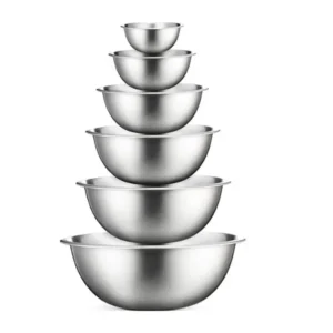 Stainless Steel Mixing Bowls (Set of 6) Stainless Steel Mixing Bowl Set – Easy To Clean, Nesting Bowls for Space Saving Storage, Great for Cooking, Baking, Prepping