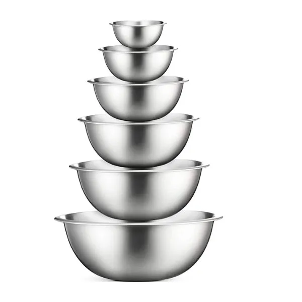 Stainless Steel Mixing Bowls (Set of 6) Stainless Steel Mixing Bowl Set – Easy To Clean, Nesting Bowls for Space Saving Storage, Great for Cooking, Baking, Prepping