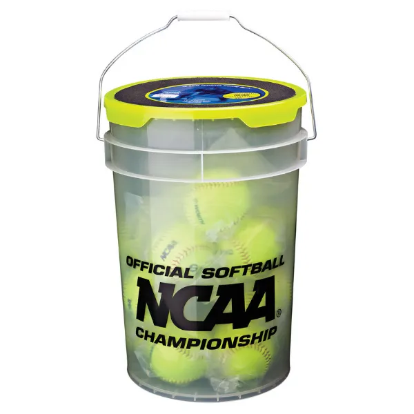 Rawlings 6 Gallon Bucket with 18 – 12″ NCAA Fastpitch Softballs